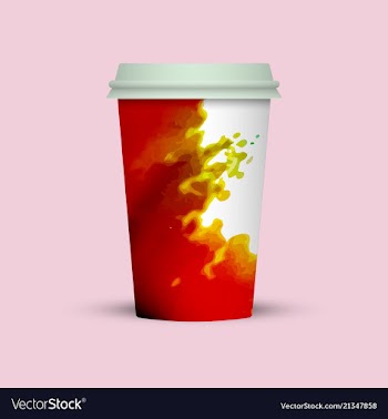 Watercolor splashes on coffee cup vector image