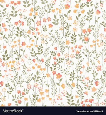 watercolor spring flower with leaves repeat design