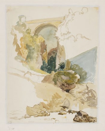 Watercolor study of landscape with a bridge | Free Photo - rawpixel