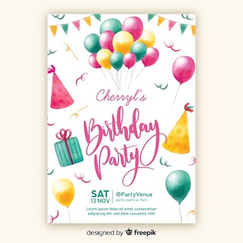 Watercolor style birthday invitation template Free Vector