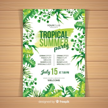 Watercolor summer party poster template Free Vector