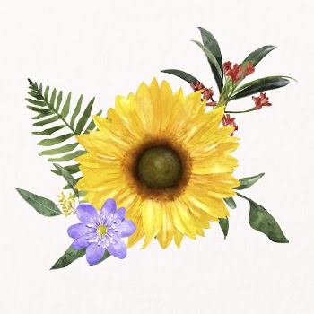 Watercolor sunflower, spring flower arrangement | Free PSD - rawpixel
