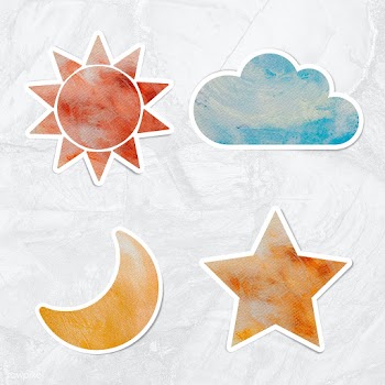 Watercolor textured paper astronomy design element collection | Free  illustration - 2347345