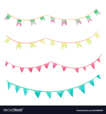 Watercolor vintage flags garlands set in party vector image