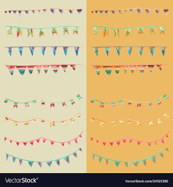 Watercolor vintage flags garlands set in party vector image
