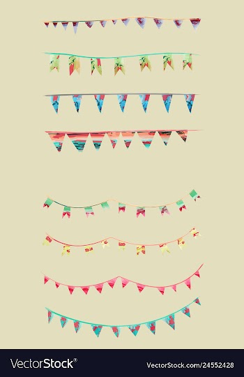 Watercolor vintage flags garlands set in party vector image