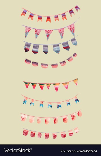 Watercolor vintage flags garlands set in party vector image