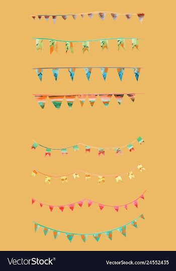 Watercolor vintage flags garlands set in party vector image