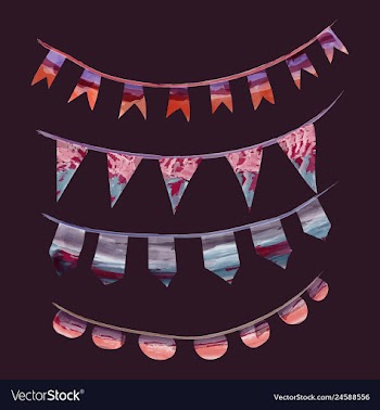 Watercolor vintage flags garlands set in party vector image