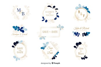 Watercolor wedding frame logos collection Free Vector