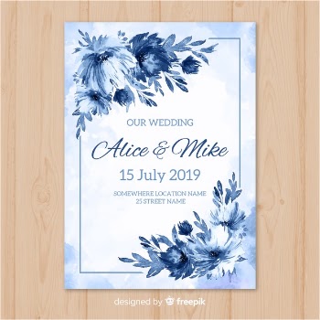 Watercolor wedding invitation template Free Vector