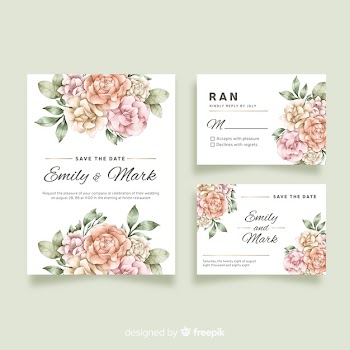 Watercolor wedding stationery template collection Free Vector