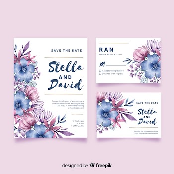 Watercolor wedding stationery template collection Free Vector