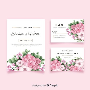 Watercolor wedding stationery template collection Free Vector