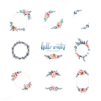 Watercolor winter bloom and elements vector | Free stock vector - 489647