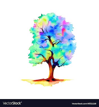 watercolor woodland country tree