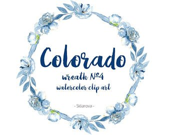 Watercolor Wreath Blue Flower Branch Leaf Invitation Winter | PNGio