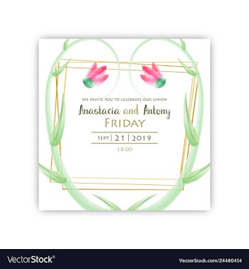 Watercolor wreath frame flowers invitation vector image