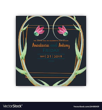 Watercolor wreath frame flowers invitation vector image