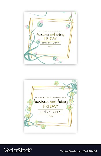 Watercolor wreath frame flowers invitation vector image