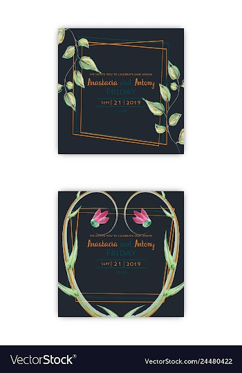 Watercolor wreath frame flowers invitation vector image
