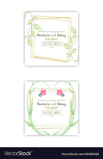 Watercolor wreath frame flowers invitation vector image
