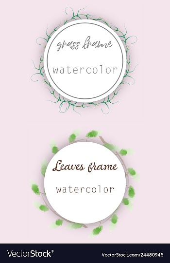 Watercolor wreath frame flowers invitation vector image