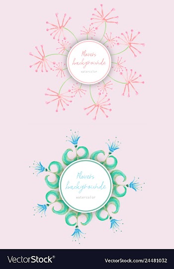 Watercolor wreath frame flowers invitation vector image