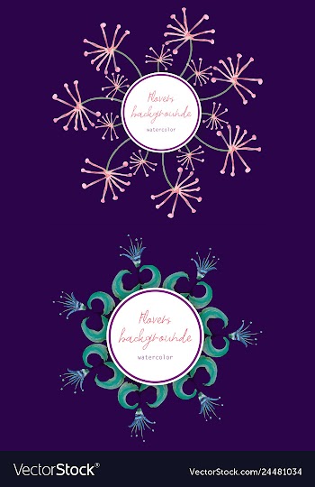 Watercolor wreath frame flowers invitation vector image