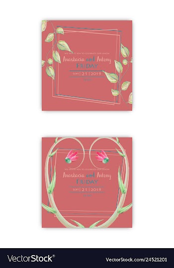 Watercolor wreath frame flowers invitation vector image