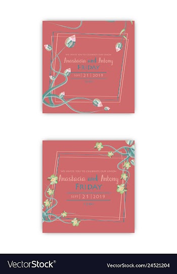 Watercolor wreath frame flowers invitation vector image