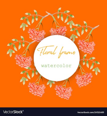 Watercolor wreath frame flowers invitation vector image