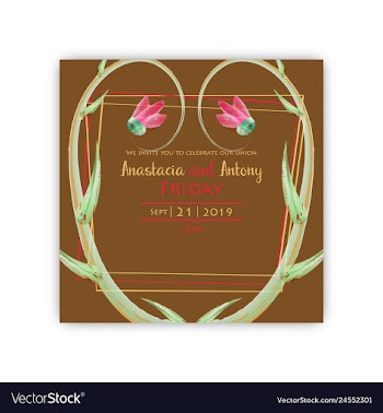 Watercolor wreath frame flowers invitation vector image
