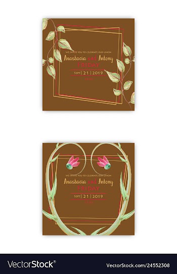 Watercolor wreath frame flowers invitation vector image