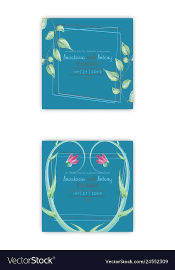 Watercolor wreath frame flowers invitation vector image