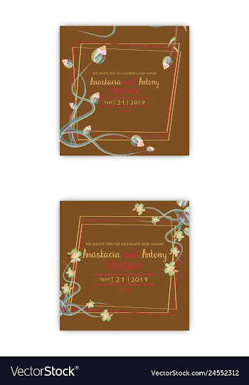 Watercolor wreath frame flowers invitation vector image