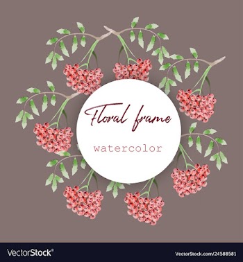 Watercolor wreath frame flowers invitation vector image
