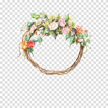 Watercolor wreath transparent background PNG clipart