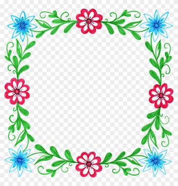 Watercolour Flower Frame Border Clip Art Graphic Design - Floral Square Frame Png