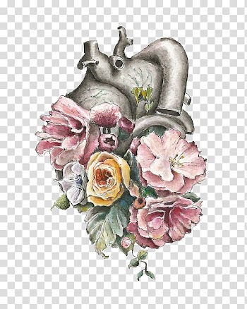 Watercolour Flowers Heart Anatomy Watercolor painting, heart transparent background PNG clipart