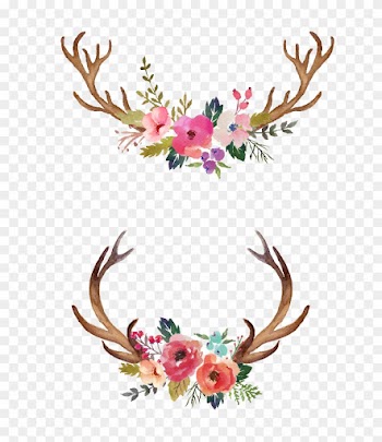 Watercolour Flowers Watercolor Painting - Antlers With Flowers Clipart