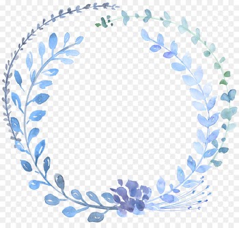 Watercolour Flowers Watercolor painting Wreath Blue - Hand-painted blue garland 