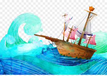 Watercraft Wind wave Cartoon Illustration - The sailing in front ...