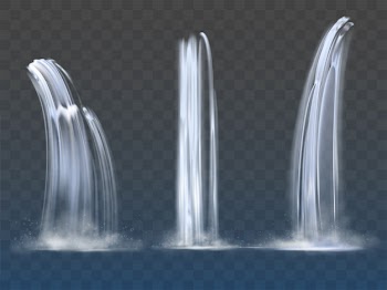 Waterfall cascade realistic water fall streams set Free Vector