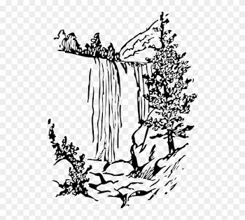Waterfall - Clipart - Nature Black And White Cliparts