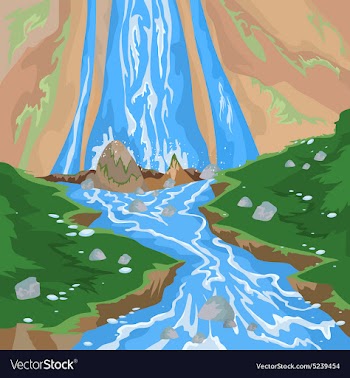 Waterfall scene vector image