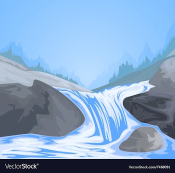 Waterfall scene vector image