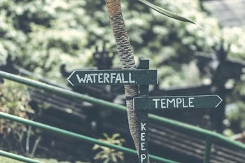Waterfall Temple Signage