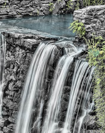 Waterfalls and Gray Stone Near Green Grass
