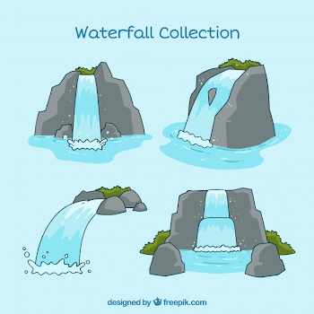 Waterfalls collection in cartoon style Vector | Free Download